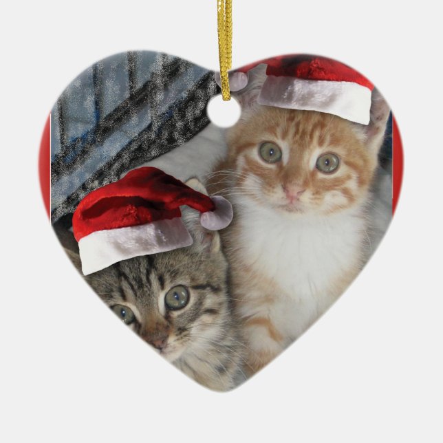 Adorno De Cerámica Kitty Cat Santa Claus (Frente)