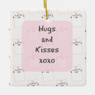 Adorno De Cerámica Kitty marshmallow esponjoso en rosa   Abrazos y be