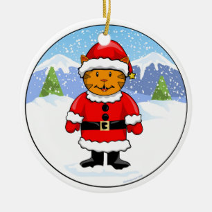 Adorno De Cerámica Kitty Santa Ornament