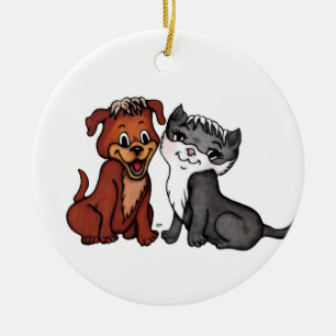 Adorno De Cerámica Kitty y Puppy