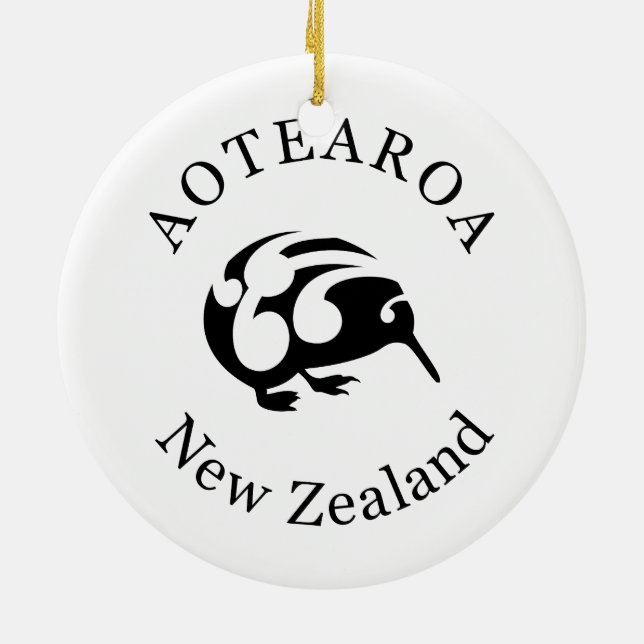 Adorno De Cerámica KIWI negro con Koru (Atrás)