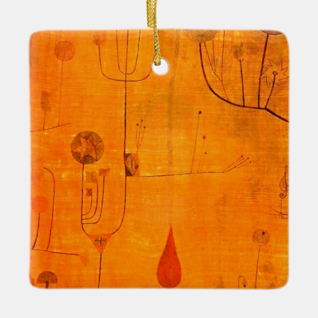 Adorno De Cerámica Klee - Frutos sobre el arte rojo, abstracto, (Anverso)