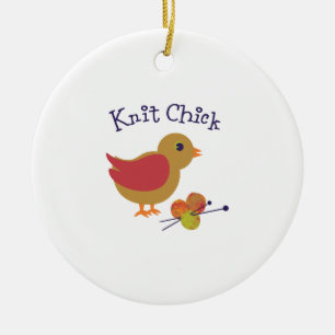 Adorno De Cerámica Knit Chick