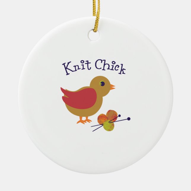 Adorno De Cerámica Knit Chick (Frente)