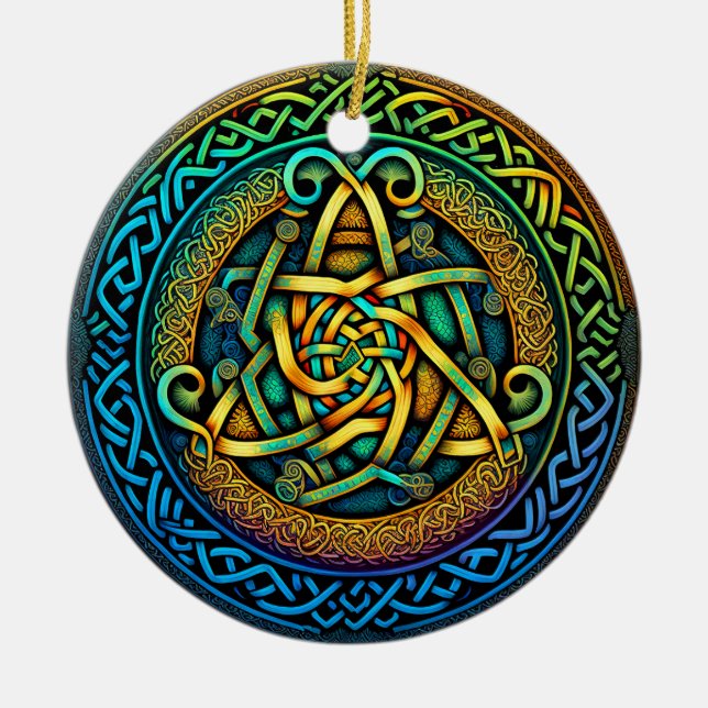 Adorno De Cerámica Knot Celtic Colorful Knotwork (Frente)