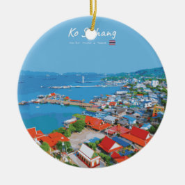 Adorno De Cerámica Ko Sichang, Tailandia - Vista vibrante del puerto