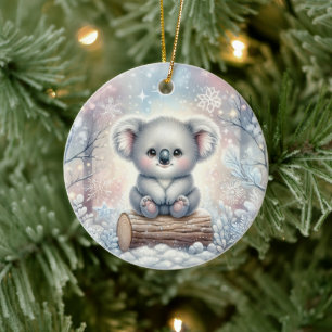 Adorno De Cerámica Koala bebé en resplandor invernal