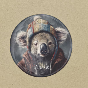 Adorno De Cerámica Koala con gorro de invierno, personalizable 