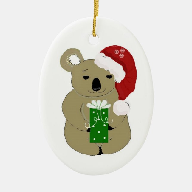Adorno De Cerámica Koala de Navidad (Frente)
