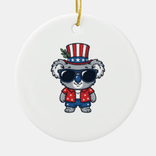 Adorno De Cerámica Koala Patriótico Arte Vectorial Estilo Vintage_1