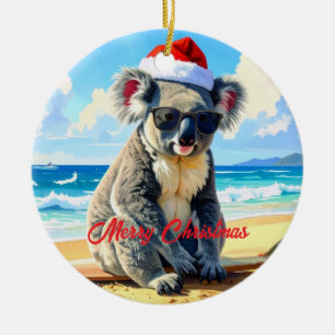 Adorno De Cerámica Koala Sombrero de Santa Sol y Oleaje