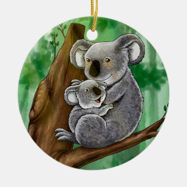 Adorno De Cerámica Koala y bebé lindos (Frente)