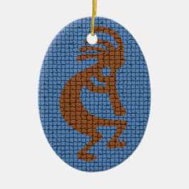 Adorno De Cerámica Kokopelli con estampado de mosaico de flauta