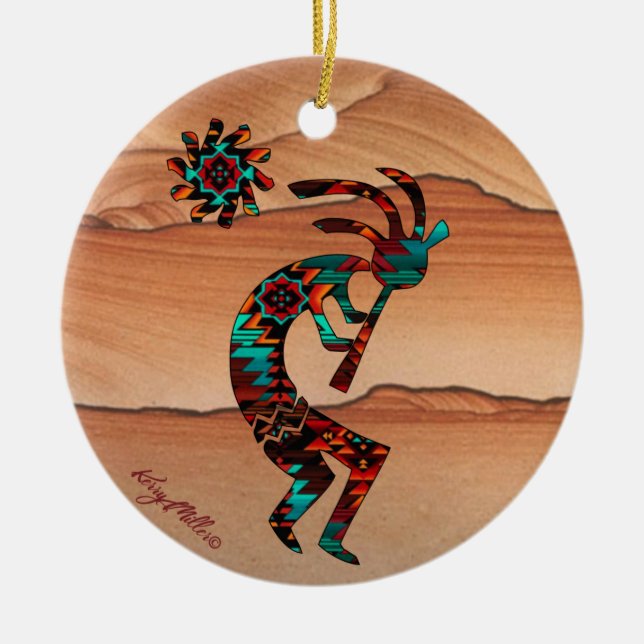 ADORNO DE CERÁMICA KOKOPELLI JUGANDO EL FLUTO (Frente)