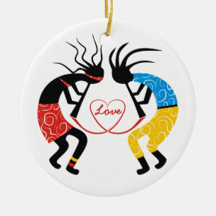 Adorno De Cerámica Kokopelli Love