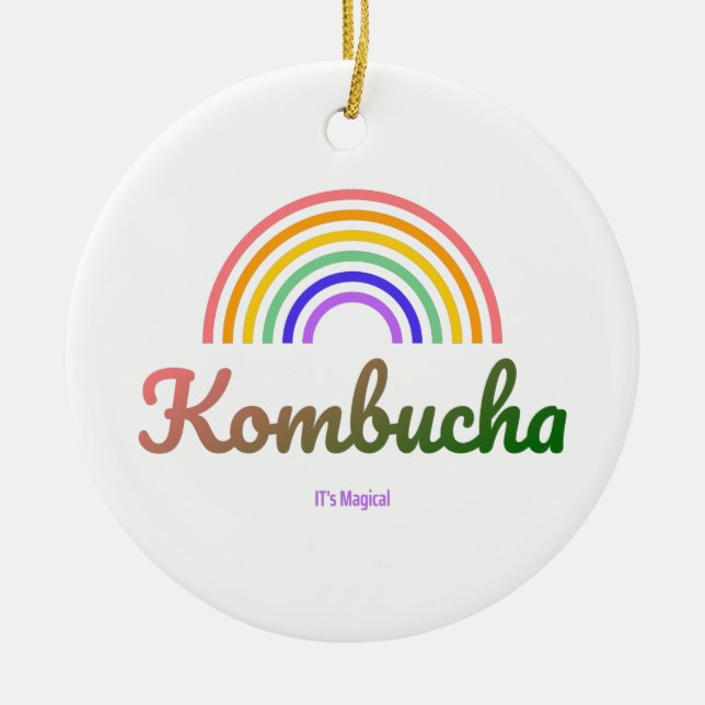Adorno De Cerámica Kombucha ​ Hechos ​ Nutrición, Arcoiris (Frente)
