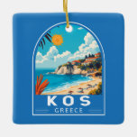 Adorno De Cerámica Kos Grecia Viaje al arte<br><div class="desc">Diseño de viaje vectorial Kos retro. Kos,  una de las islas dodecanas de Grecia,  es conocida por sus abundantes playas de arena. También es rico en monumentos griegos y romanos,  sobre todo en la ciudad de Kos y sus alrededores.</div>