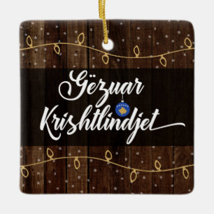 Adorno De Cerámica Kosovan Merry Christmas Gëzuar Krishtlindjen