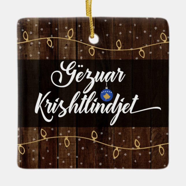 Adorno De Cerámica Kosovan Merry Christmas Gëzuar Krishtlindjen (Anverso)