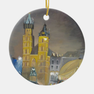 Adorno De Cerámica Kraków en la noche