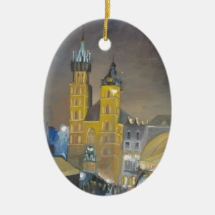 Adorno De Cerámica Kraków en la noche