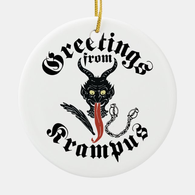 Adorno De Cerámica Krampus Greetings (Frente)
