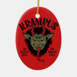 Adorno De Cerámica Krampus hace frente a travieso