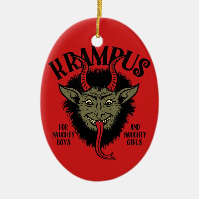 Adorno De Cerámica Krampus hace frente a travieso (Frente)
