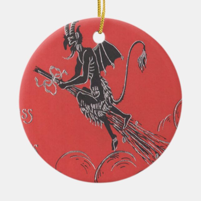 Adorno De Cerámica Krampus Volando En El Baño (Frente)