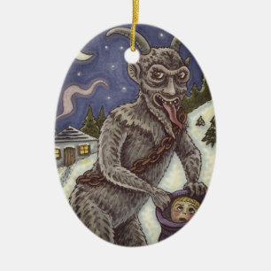 ADORNO DE CERÁMICA KRAMPUS Y NIÑOS MALOS, TERRIBLE HISTORIA DE NAVIDA