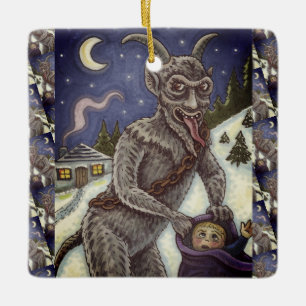 ADORNO DE CERÁMICA KRAMPUS Y NIÑOS MALOS, TERRORÍFICA HISTORIA DE NAV