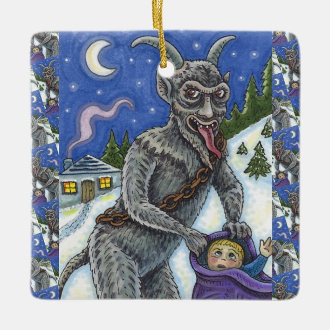 ADORNO DE CERÁMICA KRAMPUS Y NIÑOS PEQUEÑOS, HISTORIA DE NAVIDADES AS (Anverso)