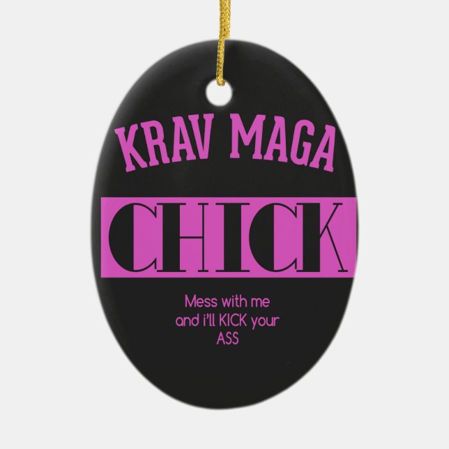 Adorno De Cerámica Krav Maga Chick - Métete conmigo (Frente)