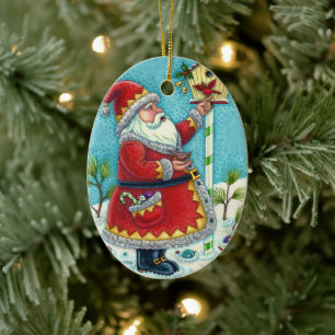ADORNO DE CERÁMICA KRIS KRINGLE ALIMENTACIÓN DE NIÑOS, NAVIDADES DE B