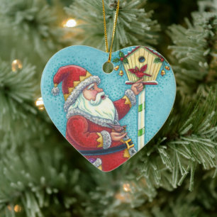 Adorno De Cerámica KRIS KRINGLE REDBIRDS, NAVIDADES SANTA de 2019