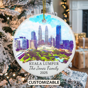 Adorno De Cerámica Kuala Lumpur personalizada, regalo de Malasia