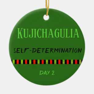 Adorno De Cerámica Kujichagulia - Día 2 de Kwanzaa Verde