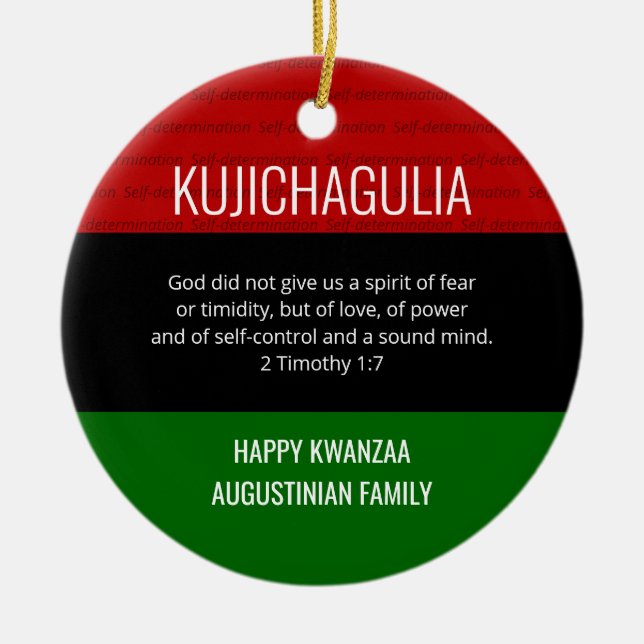 Adorno De Cerámica KUJICHAGULIA Kwanzaa (Frente)