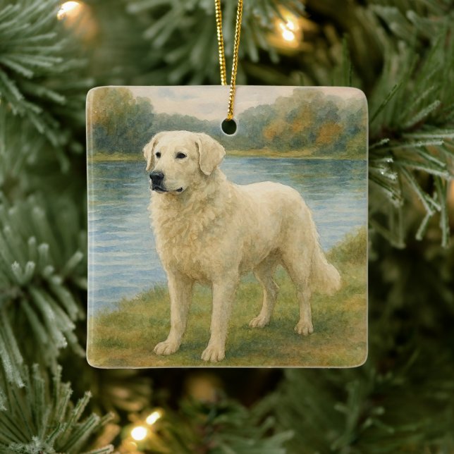 Adorno De Cerámica Kuvasz (Árbol)