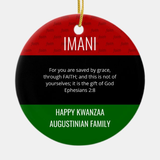 Adorno De Cerámica Kwanzaa IMANI (Frente)