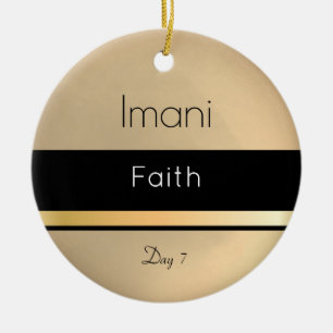 Adorno De Cerámica Kwanzaa Imani Día blanco dorado 7