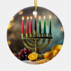 ADORNO DE CERÁMICA KWANZAA - KINARA -
