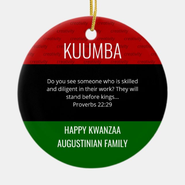Adorno De Cerámica Kwanzaa KUUMBA (Frente)