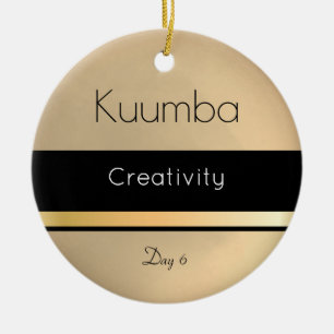 Adorno De Cerámica Kwanzaa Kuumba Día blanco dorado 6
