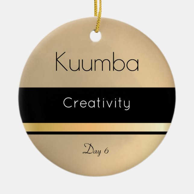 Adorno De Cerámica Kwanzaa Kuumba Gold Black White Day 6 (Frente)
