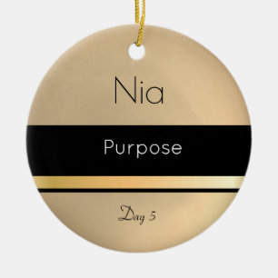 Adorno De Cerámica Kwanzaa Nia Gold Black Day 5