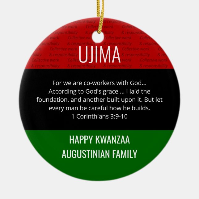 Adorno De Cerámica Kwanzaa UJIMA (Frente)