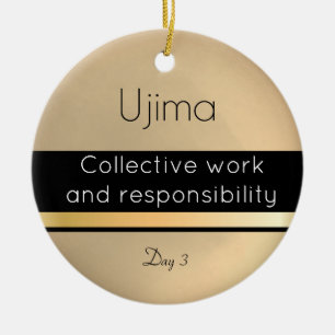 Adorno De Cerámica Kwanzaa Ujima Día blanco negro 3