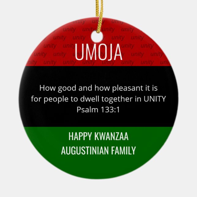 Adorno De Cerámica Kwanzaa UMOJA (Frente)