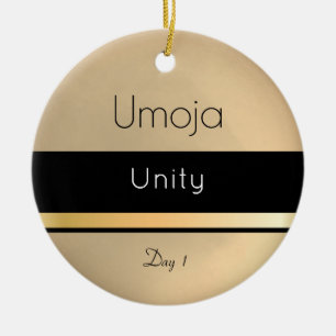 Adorno De Cerámica Kwanzaa Umoja Día blanco negro 1